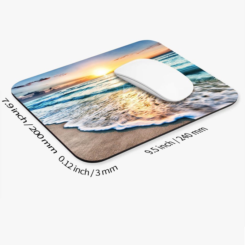Armanza Square Mouse Pad Beach Sunset, Personalized Premium-Textured Custom Mouse Mat Design, Washable Mousepad Cloth, Non-Slip Rubber Base Computer Mouse Pads for Wireless Mouse - Image 2